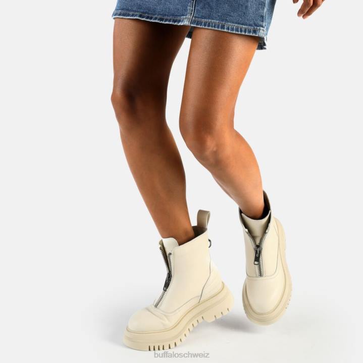 Buffalo Halbhohe Stiefelette mit Reißverschluss und Schatten 846Z467 Creme|Stiefel