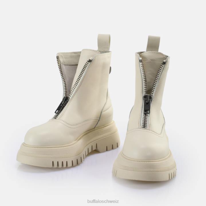 Buffalo Halbhohe Stiefelette mit Reißverschluss und Schatten 846Z467 Creme|Stiefel