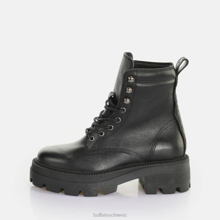 Buffalo Quadratischer mittelhoher Schnürstiefel 846Z151 Schwarz|Stiefel