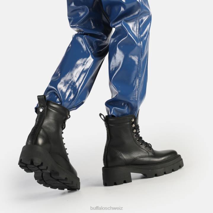 Buffalo Quadratischer mittelhoher Schnürstiefel 846Z151 Schwarz|Stiefel