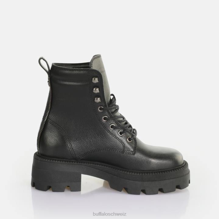 Buffalo Quadratischer mittelhoher Schnürstiefel 846Z151 Schwarz|Stiefel