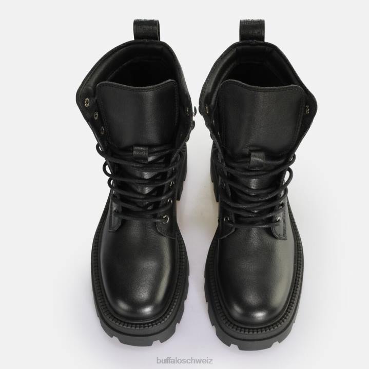Buffalo Quadratischer mittelhoher Schnürstiefel 846Z151 Schwarz|Stiefel