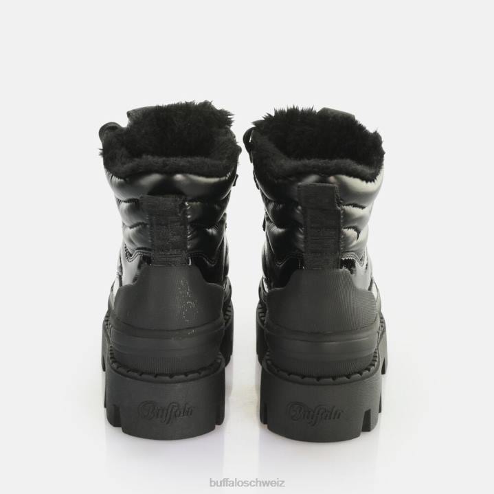 Buffalo Raven Snow Laceup Mid Ankle Boot vegan 846Z304 Schwarz|Stiefel
