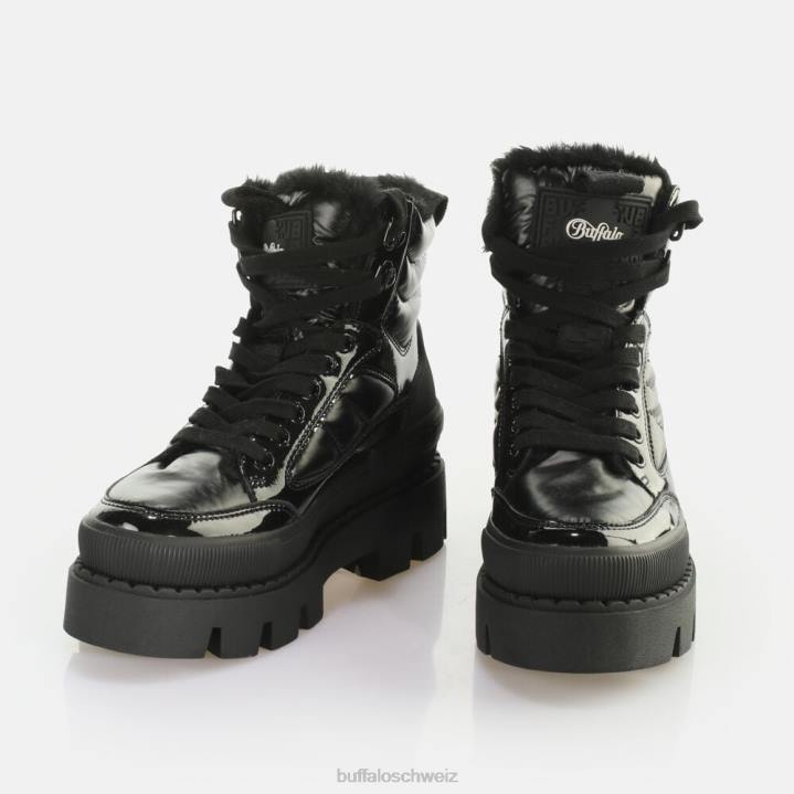 Buffalo Raven Snow Laceup Mid Ankle Boot vegan 846Z304 Schwarz|Stiefel