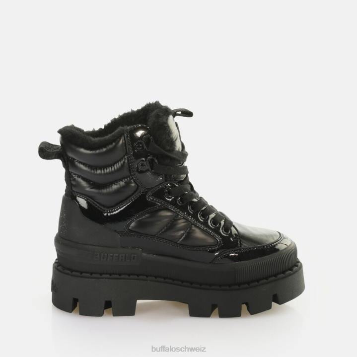 Buffalo Raven Snow Laceup Mid Ankle Boot vegan 846Z304 Schwarz|Stiefel