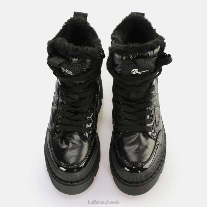 Buffalo Raven Snow Laceup Mid Ankle Boot vegan 846Z304 Schwarz|Stiefel