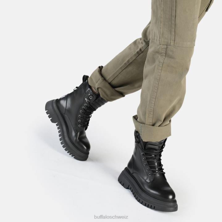 Buffalo Schattenhohe, warme Stiefeletten zum Schnüren 846Z508 Schwarz|Stiefel