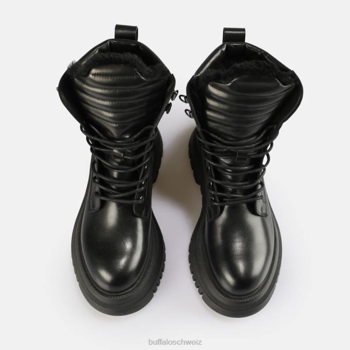 Buffalo Schattenhohe, warme Stiefeletten zum Schnüren 846Z508 Schwarz|Stiefel