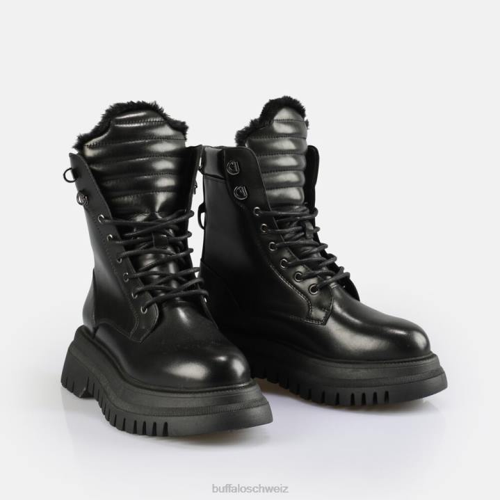 Buffalo Schattenhohe, warme Stiefeletten zum Schnüren 846Z508 Schwarz|Stiefel