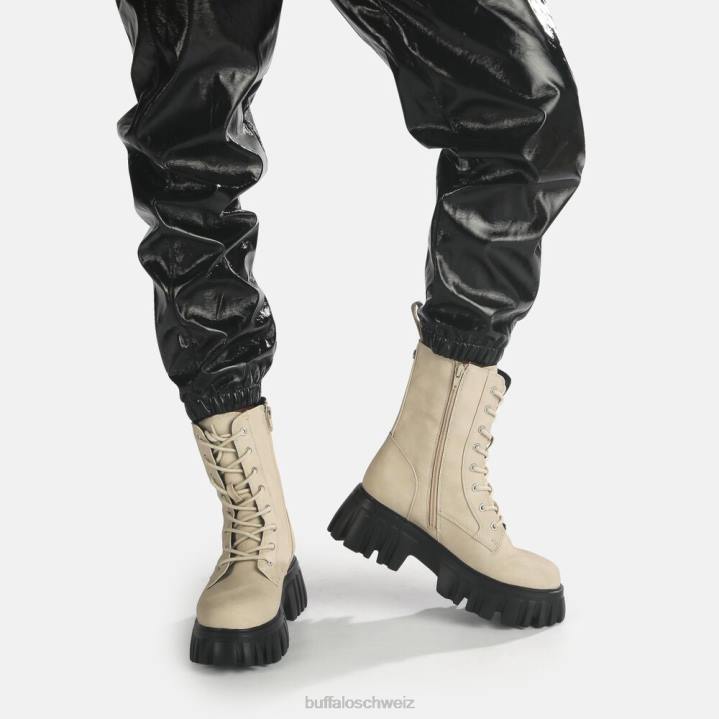 Buffalo Selen Stiefeletten flach vegan 846Z521 Creme|Stiefel