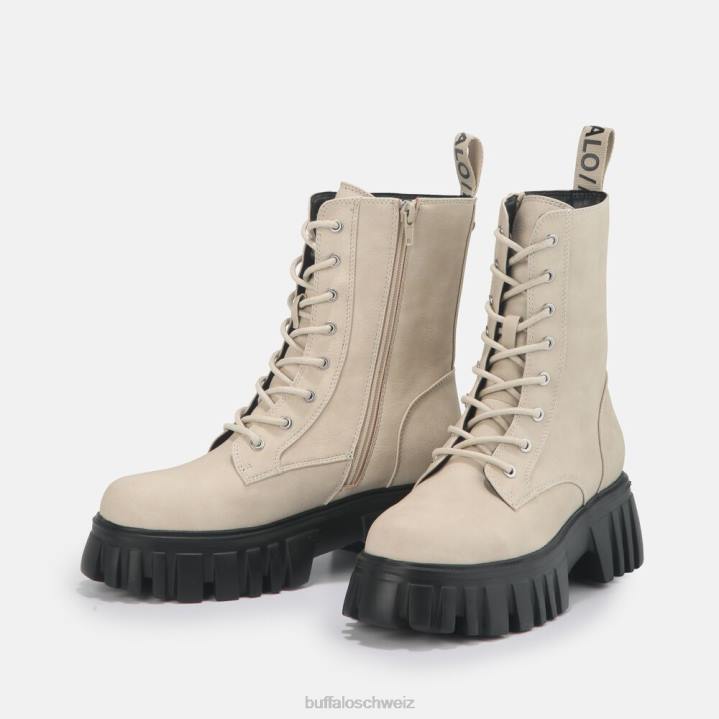 Buffalo Selen Stiefeletten flach vegan 846Z521 Creme|Stiefel