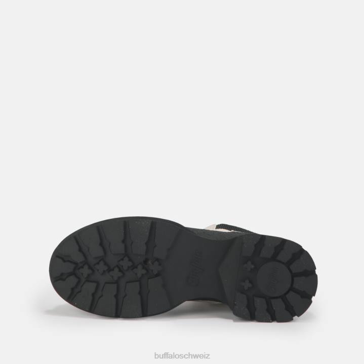 Buffalo Simona Bootie flach vegan 846Z458 cremefarben im Kroko-Look|Stiefel