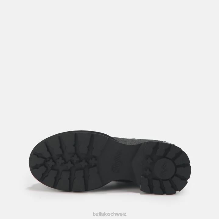 Buffalo Simona Bootie flach vegan 846Z459 schwarz im Krokomuster|Stiefel