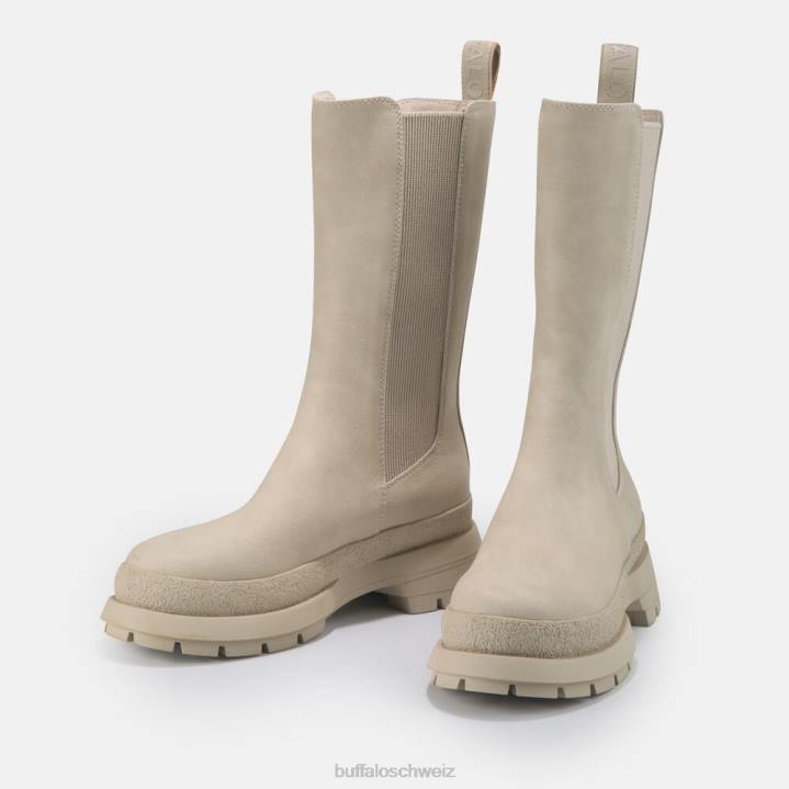 Buffalo Sveja Bootie flach vegan 846Z695 Creme|Stiefel