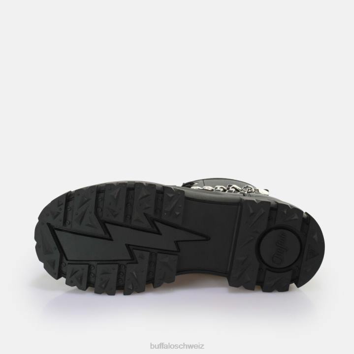 Buffalo aspha Kettenstiefelette vegan 846Z473 schwarzes Silber|Stiefel