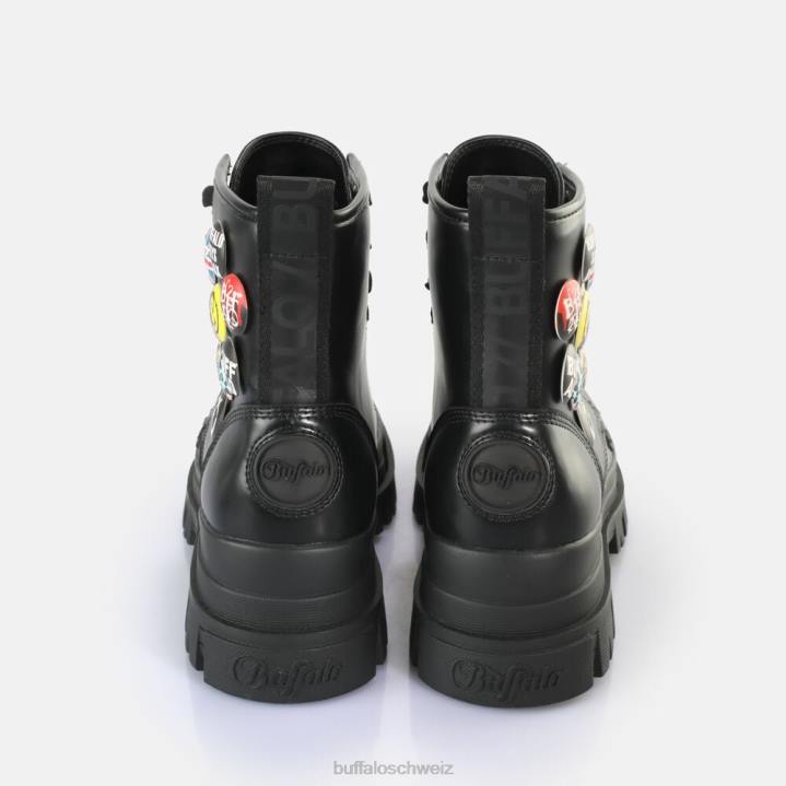 Buffalo aspha rld Knöpfe Stiefeletten vegan 846Z270 Schwarz|Stiefel