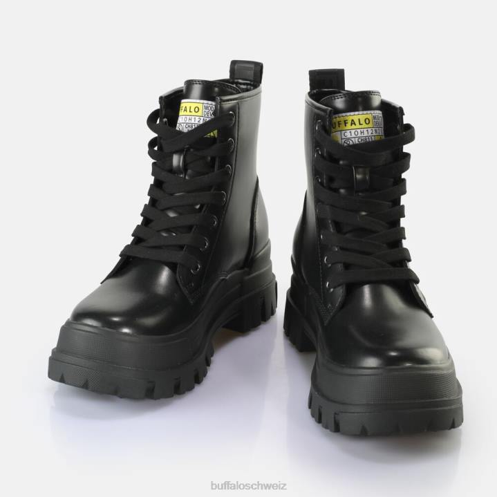 Buffalo aspha rld Knöpfe Stiefeletten vegan 846Z270 Schwarz|Stiefel