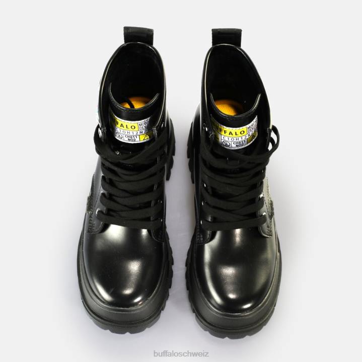 Buffalo aspha rld Knöpfe Stiefeletten vegan 846Z270 Schwarz|Stiefel