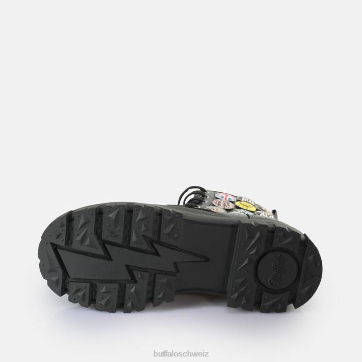 Buffalo aspha rld Knöpfe Stiefeletten vegan 846Z270 Schwarz|Stiefel