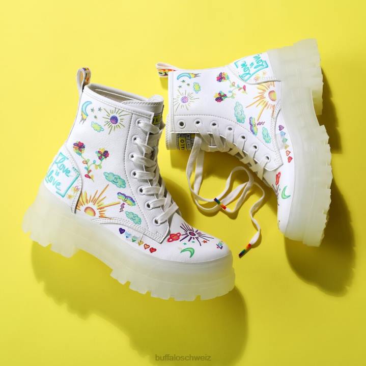 Buffalo aspha rld Stiefeletten vegan 846Z858 weiß/graffiti|Stiefel