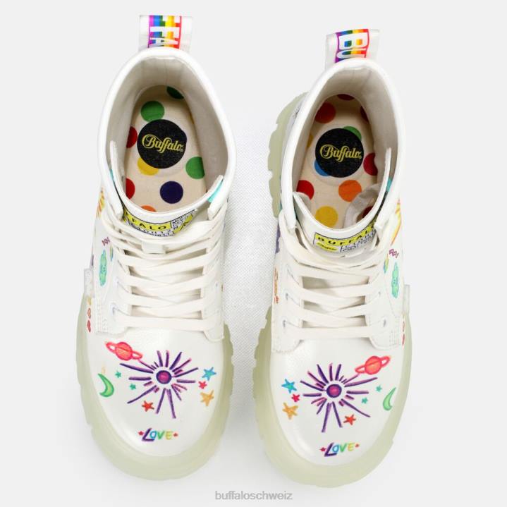 Buffalo aspha rld Stiefeletten vegan 846Z858 weiß/graffiti|Stiefel