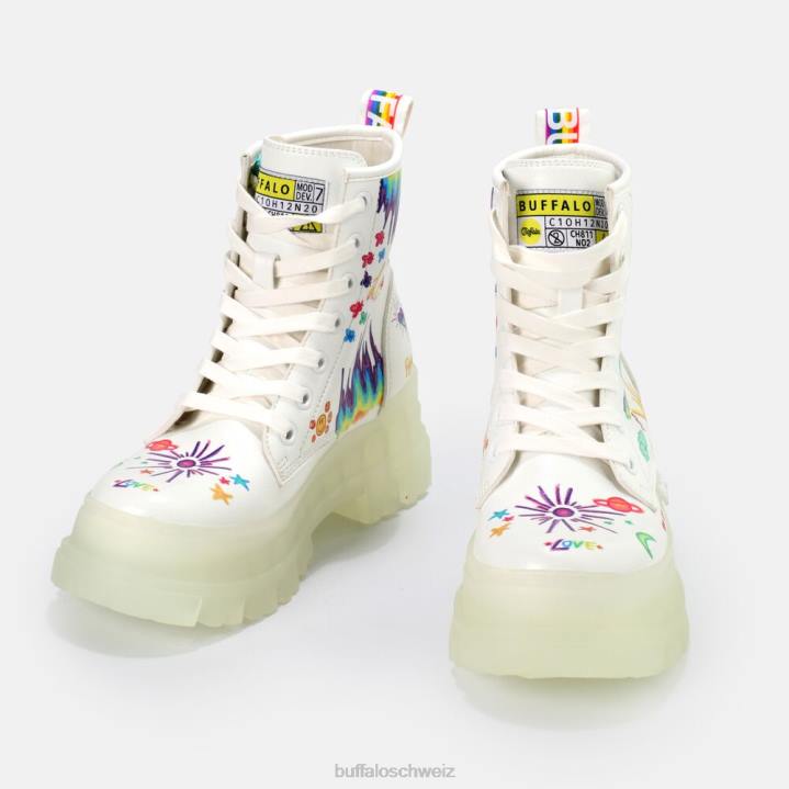 Buffalo aspha rld Stiefeletten vegan 846Z858 weiß/graffiti|Stiefel